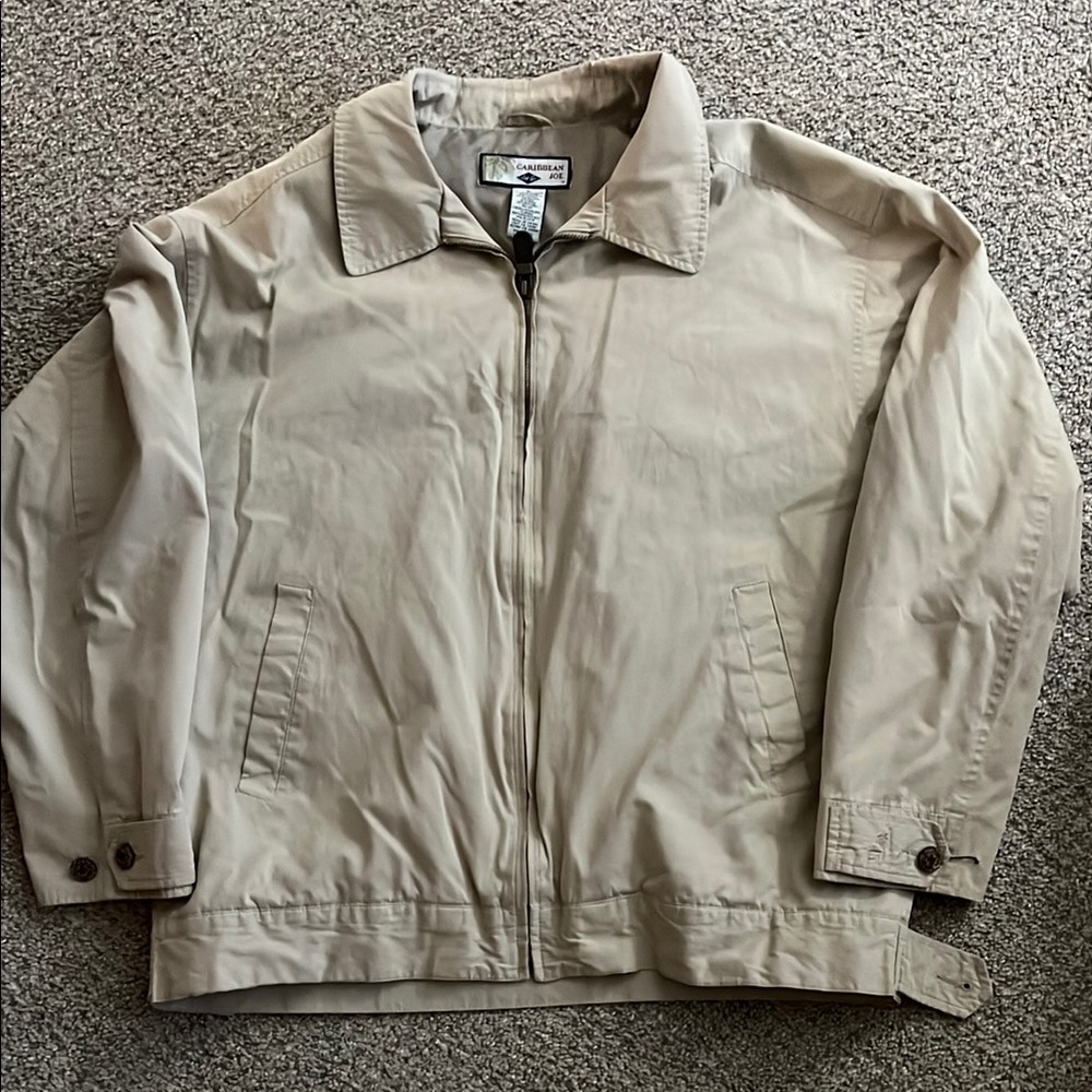 Men’s Caribbean Joe Tan Bomber Jacket Size Medium